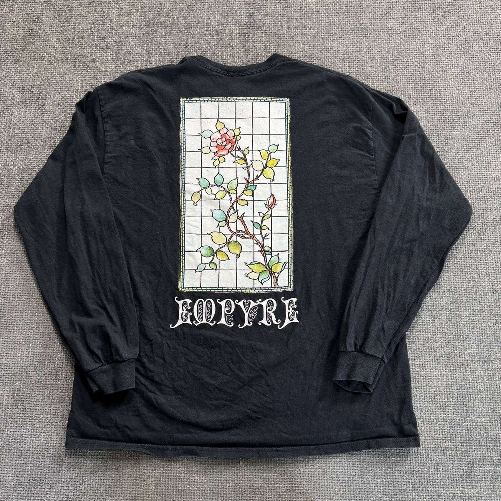 Empyre Long Sleeve T-Shirt Mens XL Black Stained Glass Rose Graphic Skater Tee